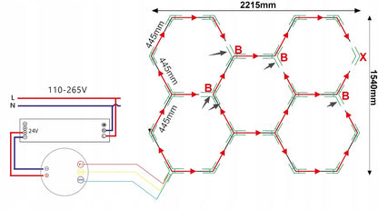 LED lempa HEXAGON RGB 180W Panelinis apšvietimas dirbtuvėms, namams + programėlės ir pultelio valdymas