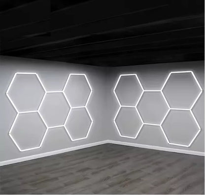 LED lempa su šešiakampiais, lubinis šviestuvas, garažo, dirbtuvių apšvietimas 168x238 cm