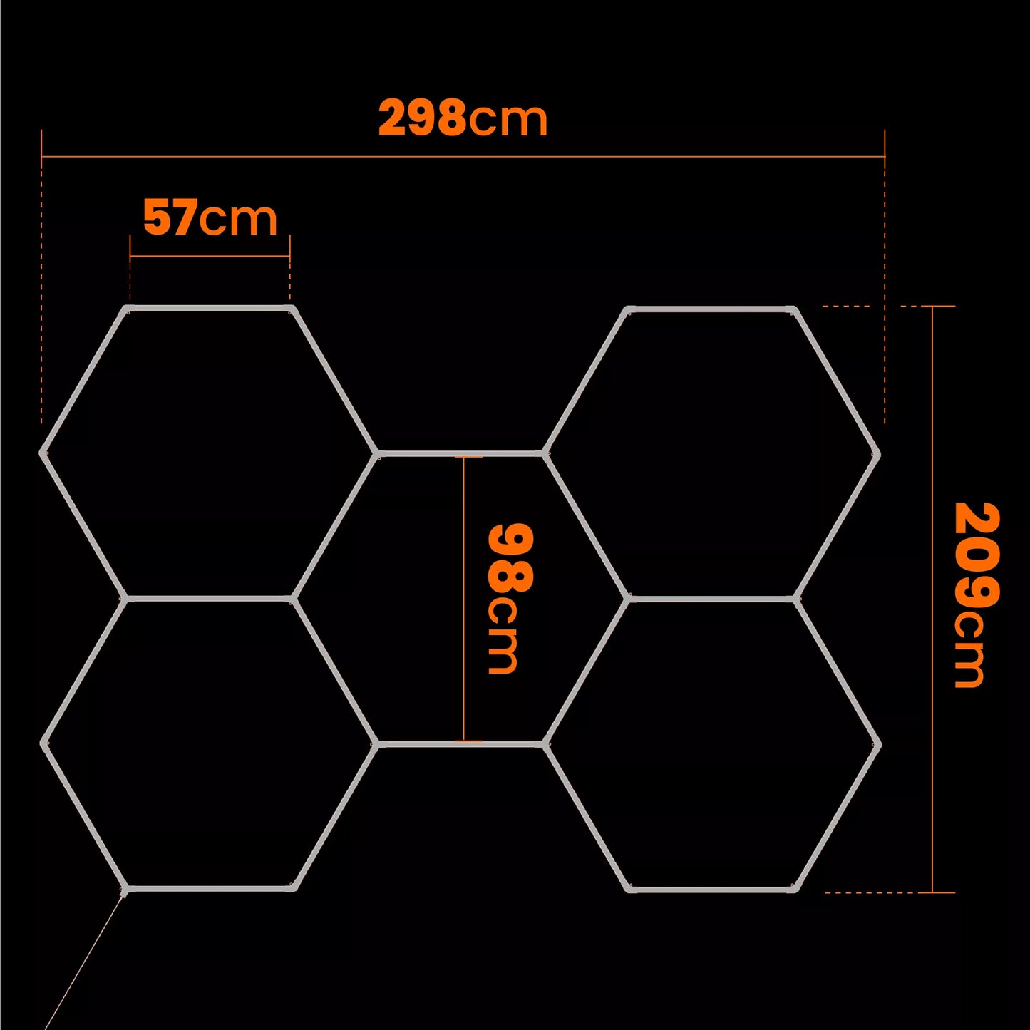 LED šviestuvas Šešiakampis Lubinis Panelė Apšvietimas Garažui, Dirbtuvėms 298x209 cm