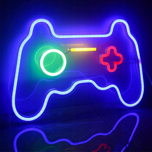 Neoninė LED sieninė lempa Naktinė lemputė Žaidimų pultelis Gamer USB 5V SuperLED