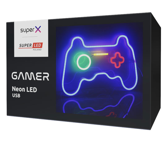 Neoninė LED sieninė lempa Naktinė lemputė Žaidimų pultelis Gamer USB 5V SuperLED