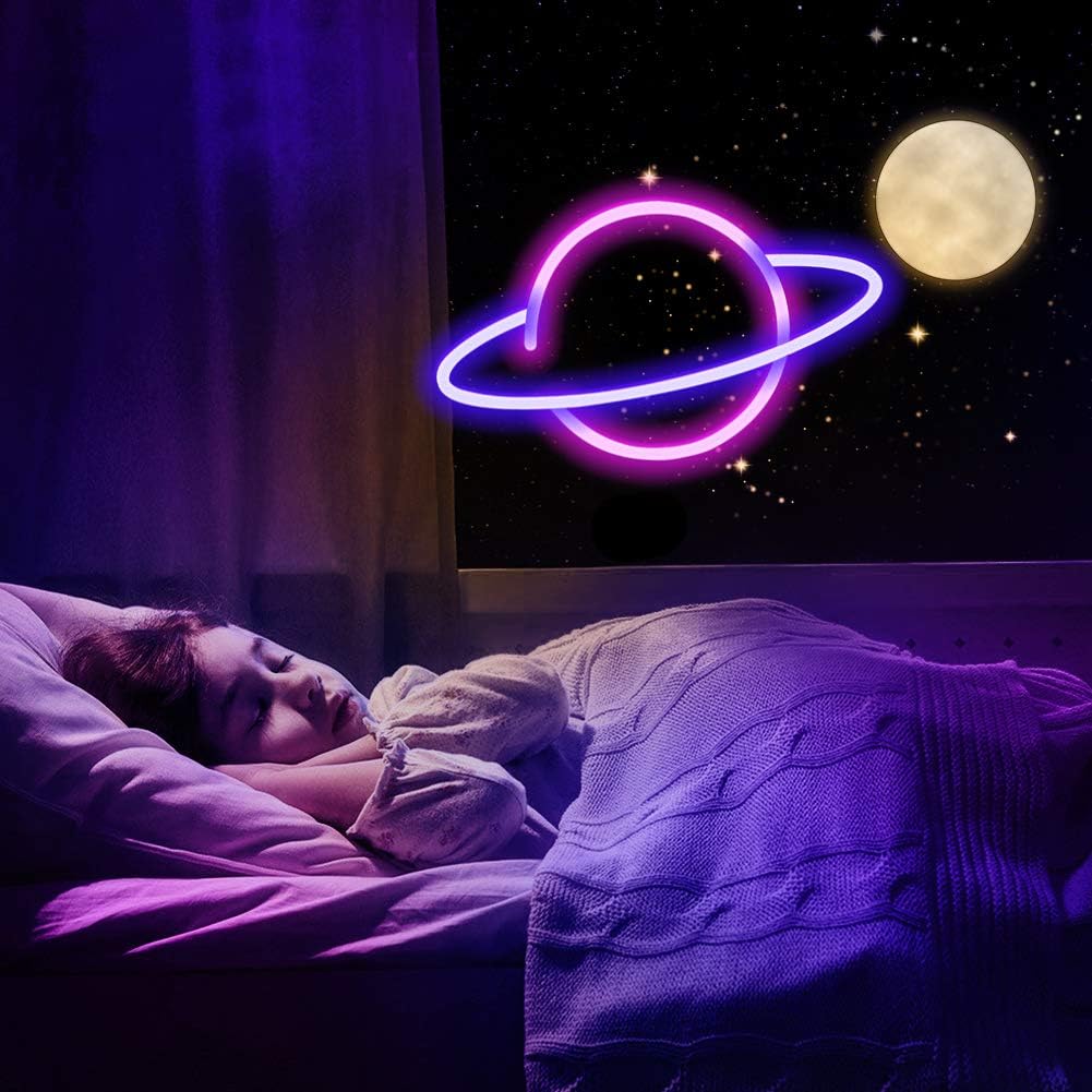 Neoninė LED sieninė lempa Naktinė lemputė Planeta Jupiter USB 5V SuperLED