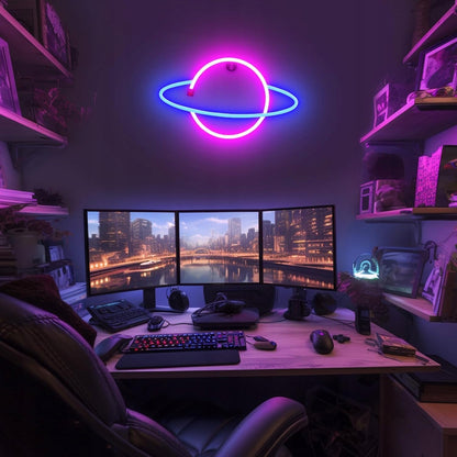 Neoninė LED sieninė lempa Naktinė lemputė Planeta Jupiter USB 5V SuperLED