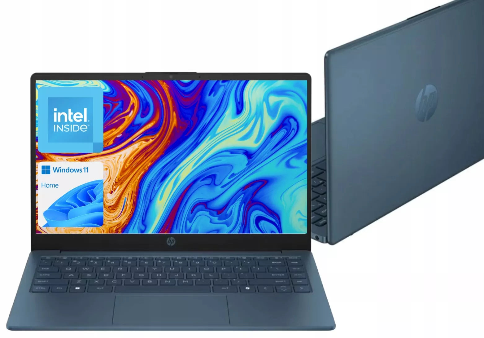 HP 14 nešiojamas kompiuteris – 4 branduolių Intel, 8 GB RAM, 128 GB SSD, 14" matinis ekranas, W11, Bluetooth 5.4