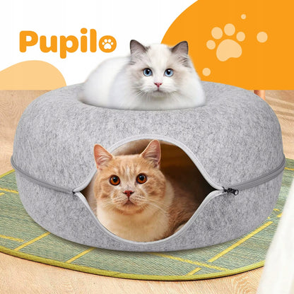 Daugiafunkcinė katės guolio lovelė: 2 dalių, apvali, „Donut“ stiliaus, tunelis, būdelė, namelis, 50 x 50 cm