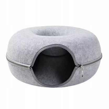 Daugiafunkcinė katės guolio lovelė: 2 dalių, apvali, „Donut“ stiliaus, tunelis, būdelė, namelis, 50 x 50 cm