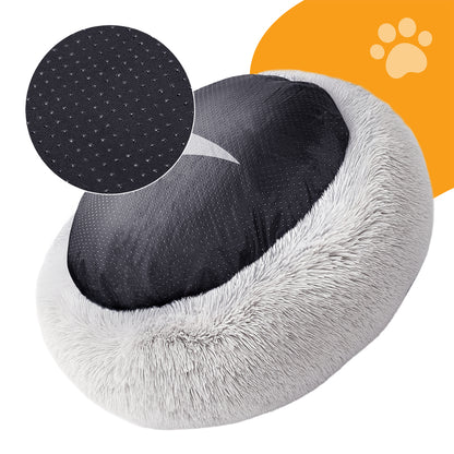 Minkštas šunų ir kačių guolis, pliušinė apvali pilka pagalvėlė, čiužinys 60x60cm L