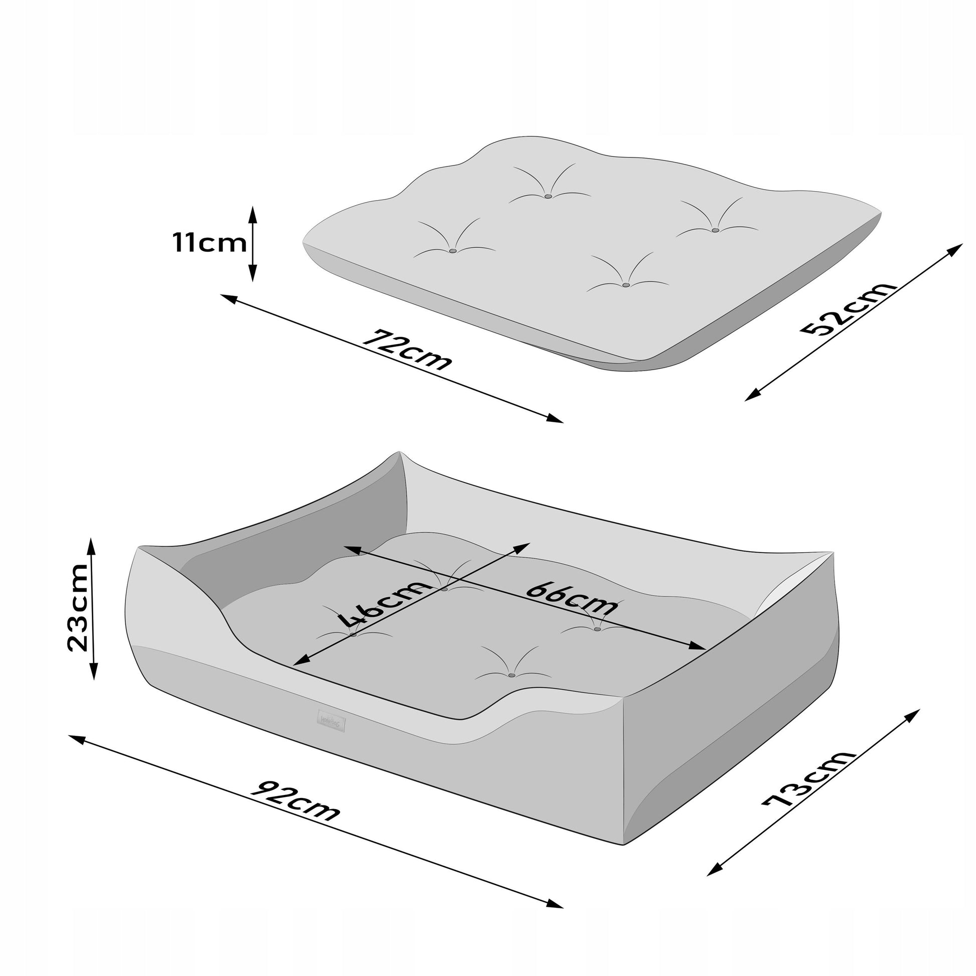 Didelė tvirta šunų lova XL 92x73 cm sofa-gultas Labradorui