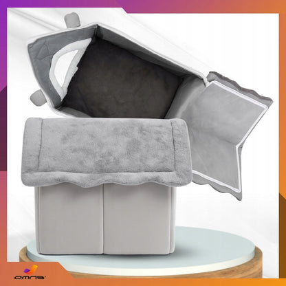 Kačių namelis, guolis, pliušinis čiužinys, namelytis katėms, mažiems šunims