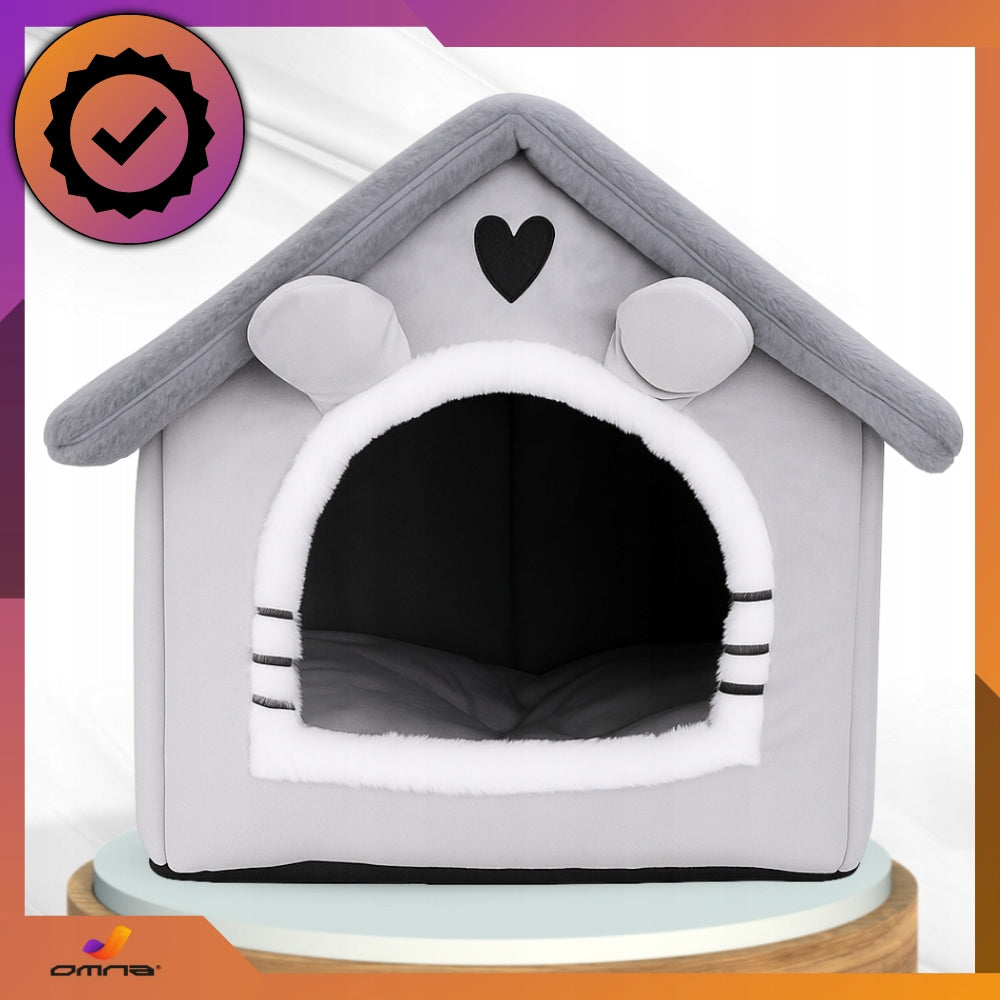 Kačių namelis, guolis, pliušinis čiužinys, namelytis katėms, mažiems šunims