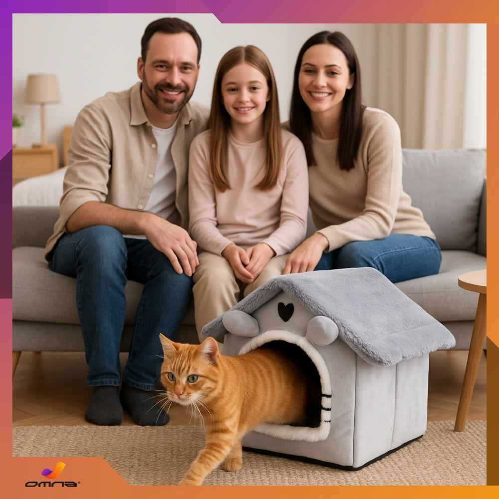 Kačių namelis, guolis, pliušinis čiužinys, namelytis katėms, mažiems šunims