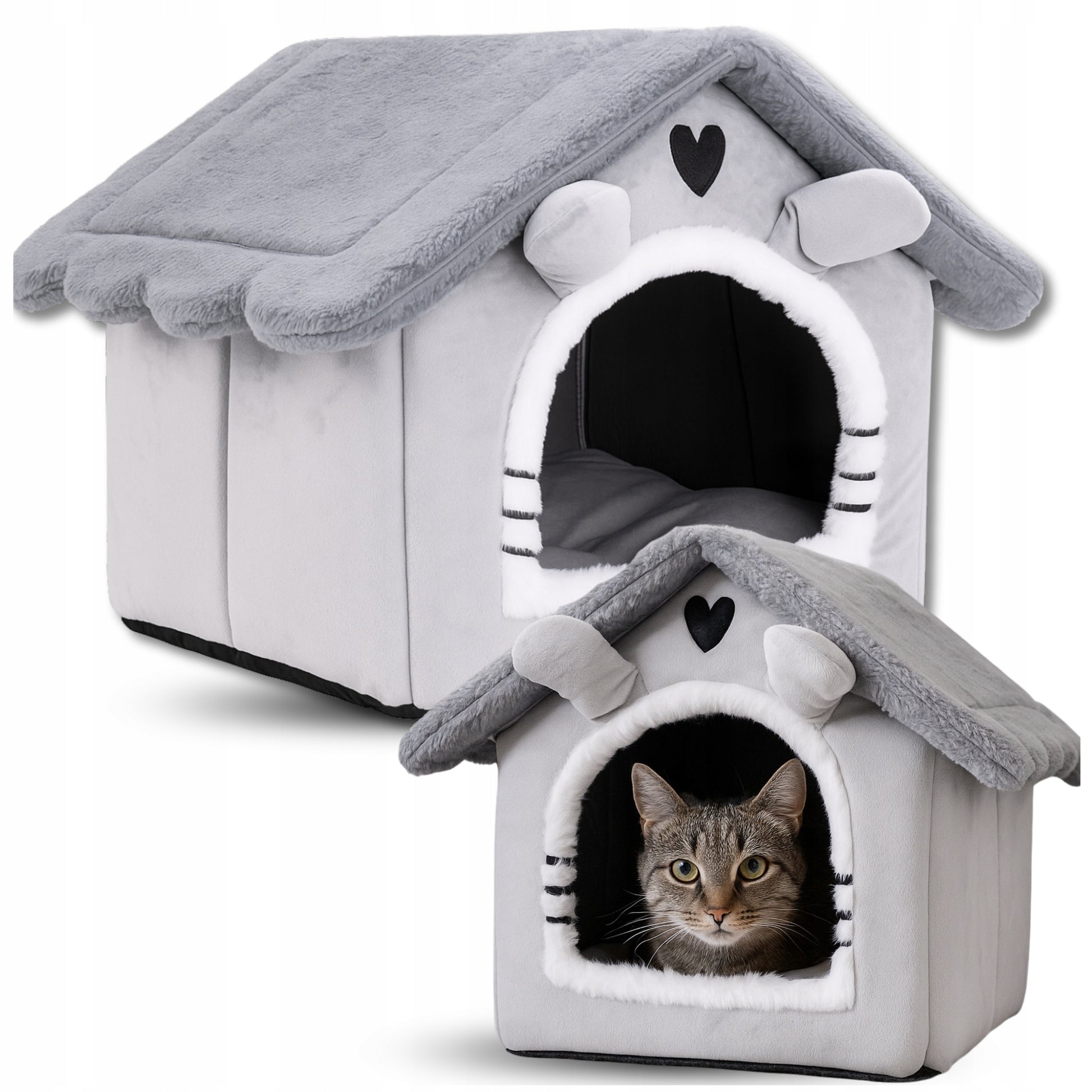 Kačių namelis, guolis, pliušinis čiužinys, namelytis katėms, mažiems šunims