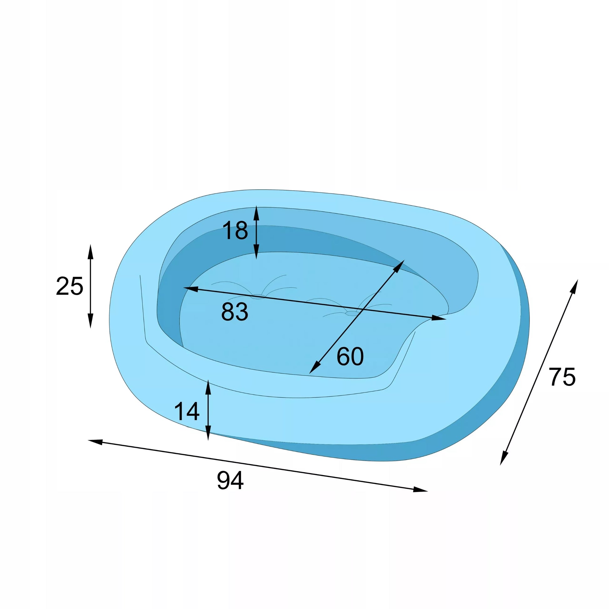 Šunų guolis - Lovelė vidutinio dydžio šuniui 94x75 cm - Nuimamas čiužinys