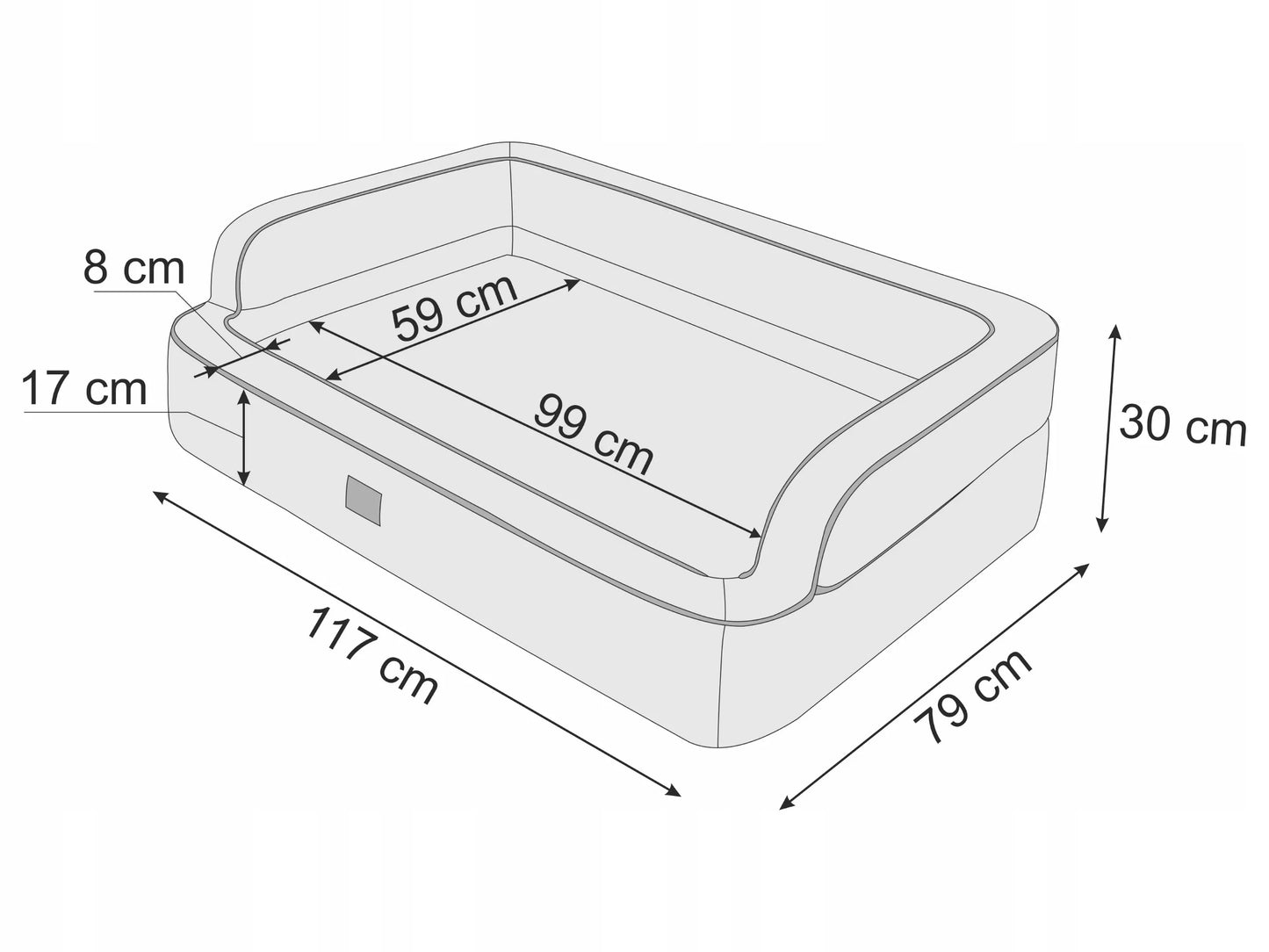 Šunų guolis - sofa, šunų lovelė - atspari vandeniui - XXL 117x79 cm