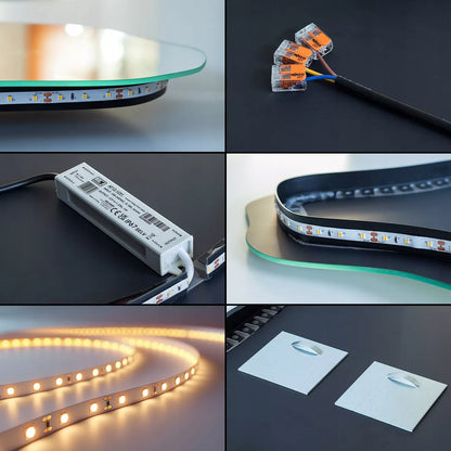 LED apšviestas dekoratyvinis veidrodis voniai, svetainei, miegamajam