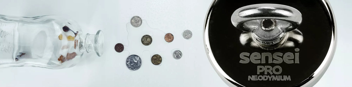 NEODIMIO MAGNETAS 110 kg vandens paieškai ir žvejybai, N52 rinkinys su 25 m virve