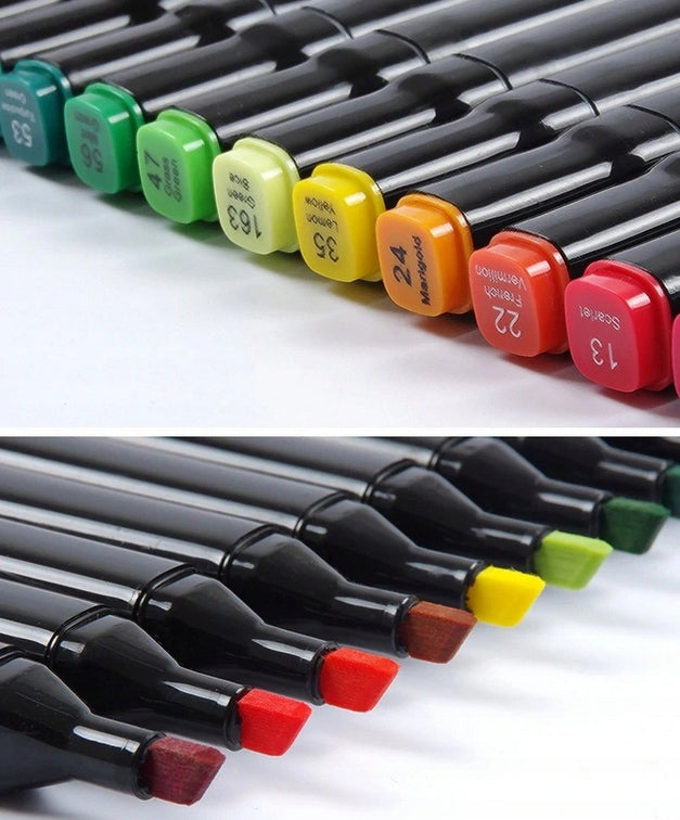 Alkoholiniai markeriai 168 vnt. Dvipusiai Pro markeriai + krepšys