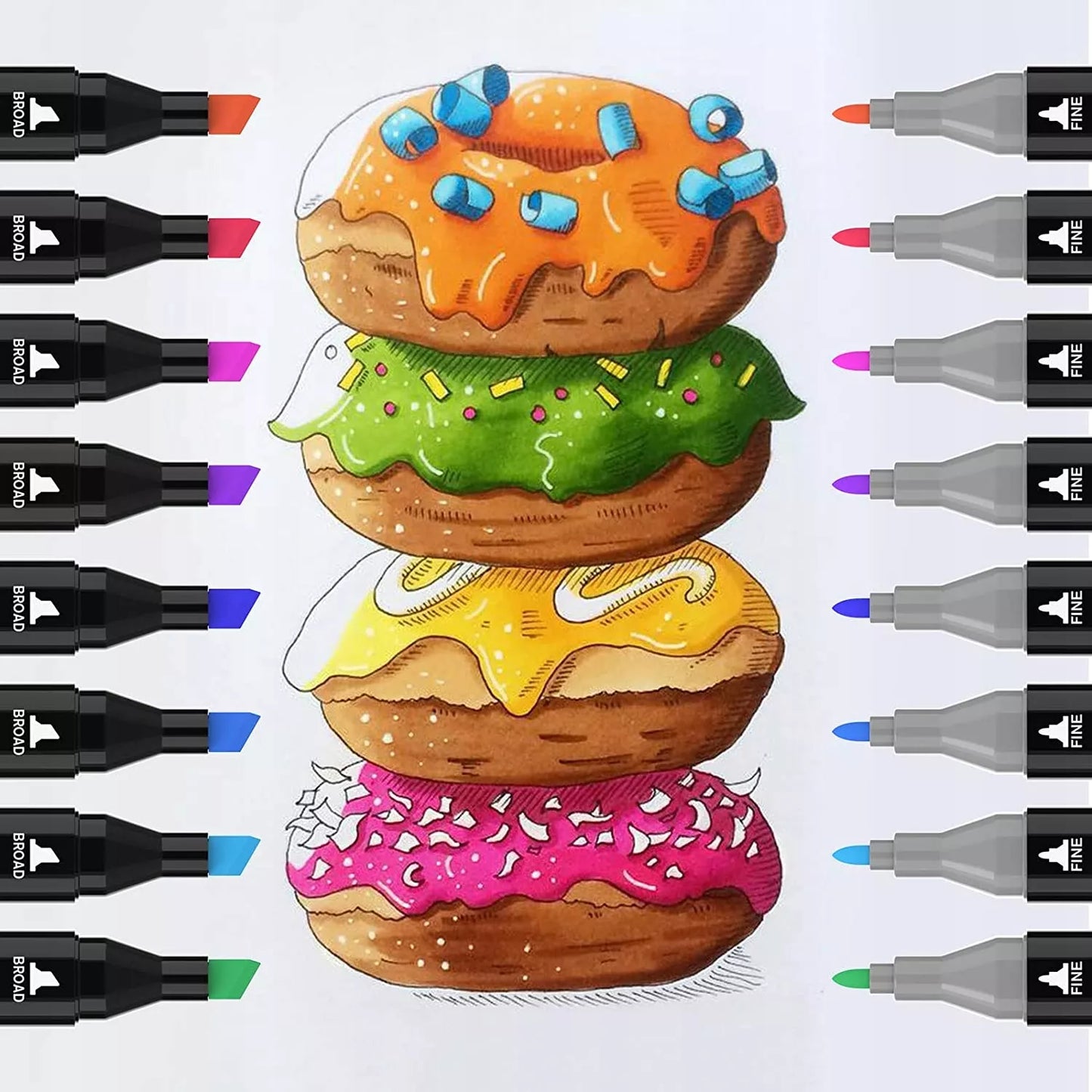 Alkoholiniai markeriai 168 vnt. Dvipusiai Pro markeriai + krepšys