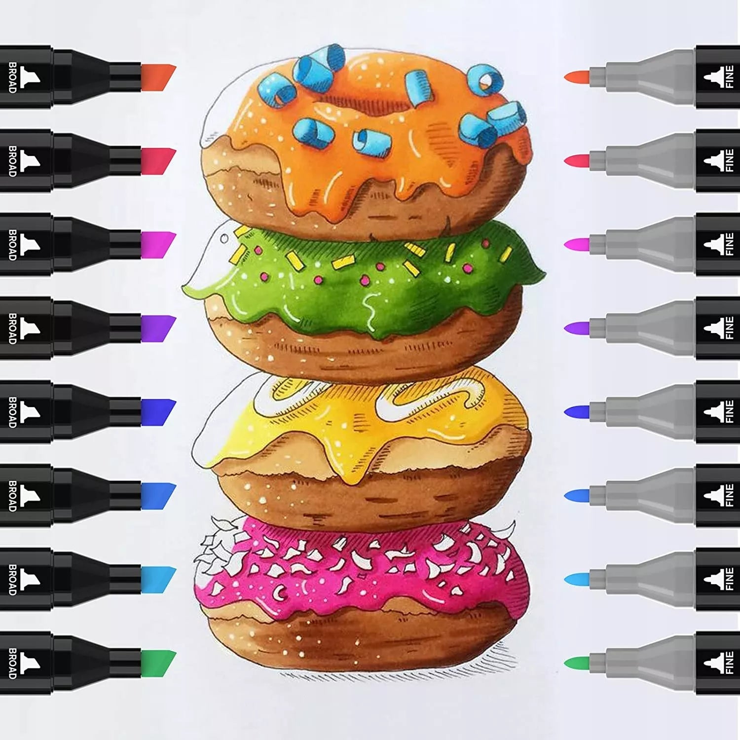 Alkoholiniai markeriai 168 vnt. Dvipusiai Pro markeriai + krepšys