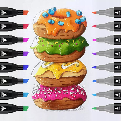 Alkoholiniai markeriai 168 vnt. Dvipusiai Pro markeriai + krepšys