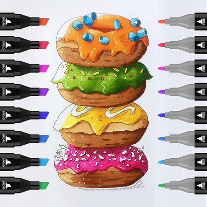 Alkoholiniai markeriai 168 vnt. Dvipusiai Pro markeriai + krepšys