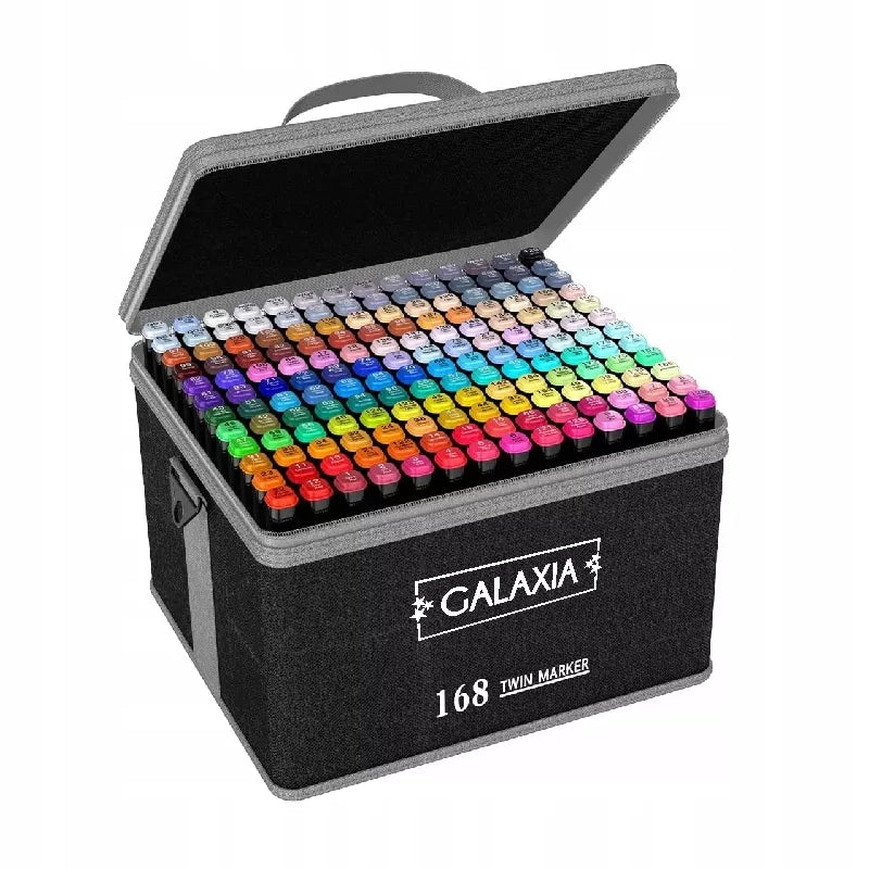 Alkoholiniai markeriai 168 vnt. Dvipusiai Pro markeriai + krepšys