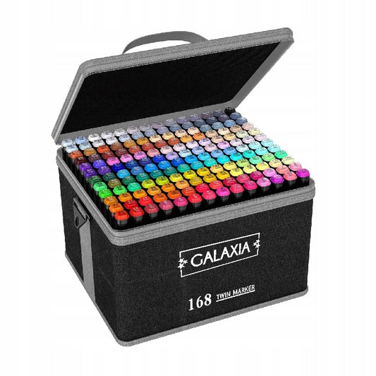 Alkoholiniai markeriai 168 vnt. Dvipusiai Pro markeriai + krepšys