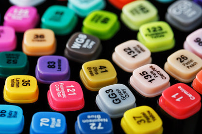 ALKOHOLINIAI ŽYMĖTUVAI 80 VNT., Dvipusiai „Pro“ flomasteriai, rinkinys su krepšiu