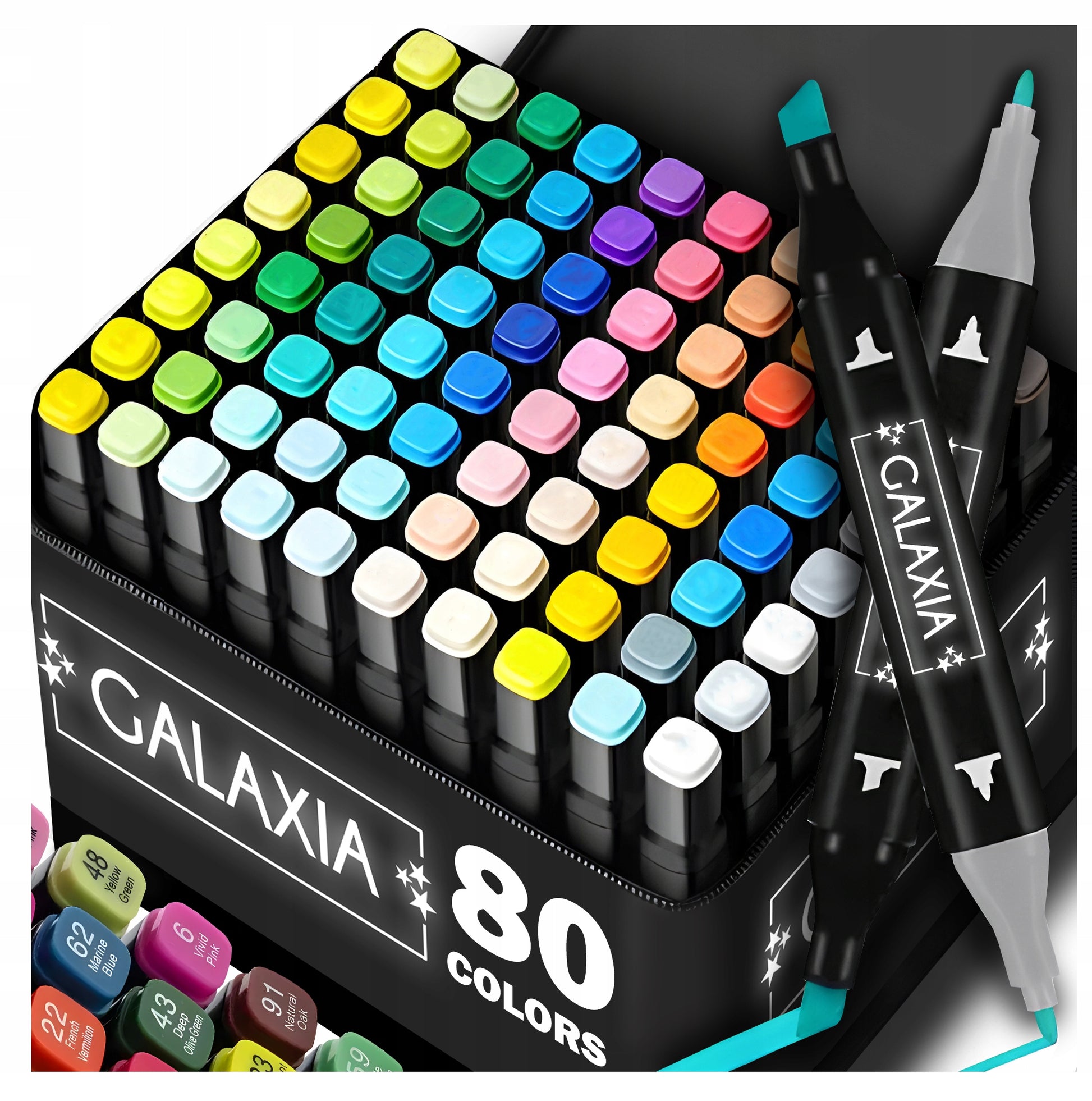 ALKOHOLINIAI ŽYMĖTUVAI 80 VNT., Dvipusiai „Pro“ flomasteriai, rinkinys su krepšiu