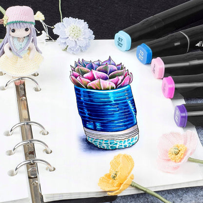 ALKOHOLINIAI ŽYMĖTUVAI 80 VNT., Dvipusiai „Pro“ flomasteriai, rinkinys su krepšiu