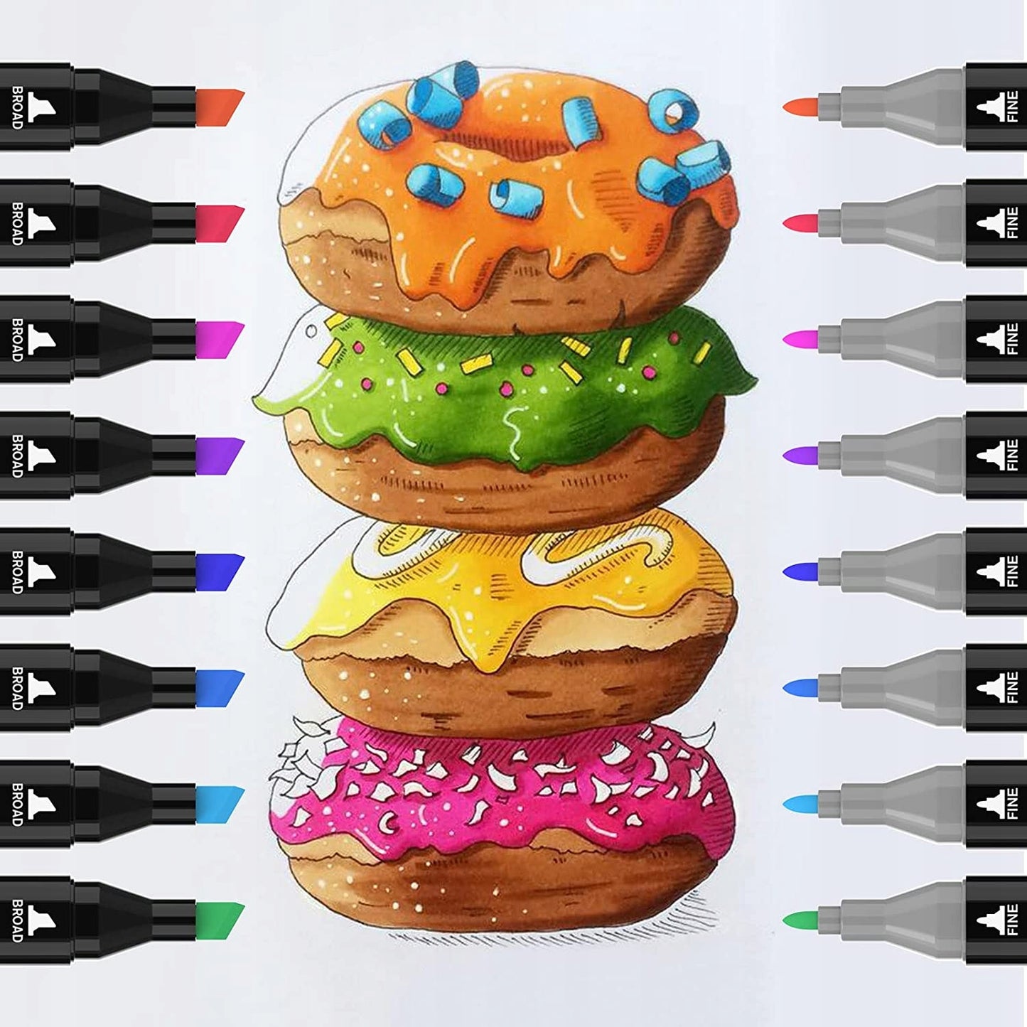 ALKOHOLINIAI ŽYMĖTUVAI 80 VNT., Dvipusiai „Pro“ flomasteriai, rinkinys su krepšiu