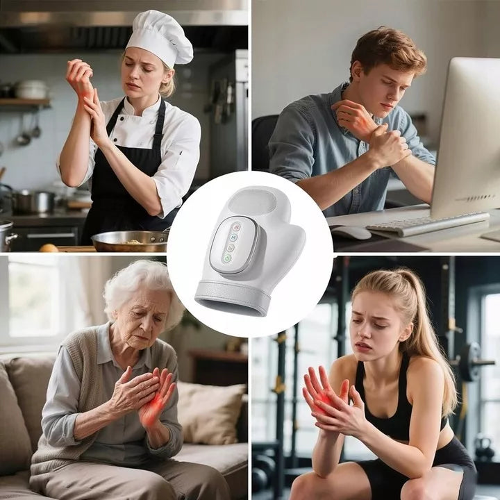 Pneumatinis rankų masažuoklis su akupresūros funkcija, pilkas