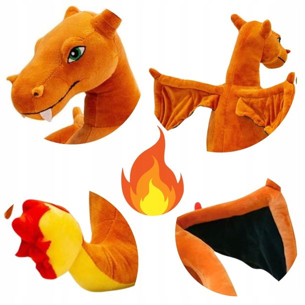 Pliušinis žaislas POKEMON CHARIZARD Oranžinis drakonas vaikams 30cm