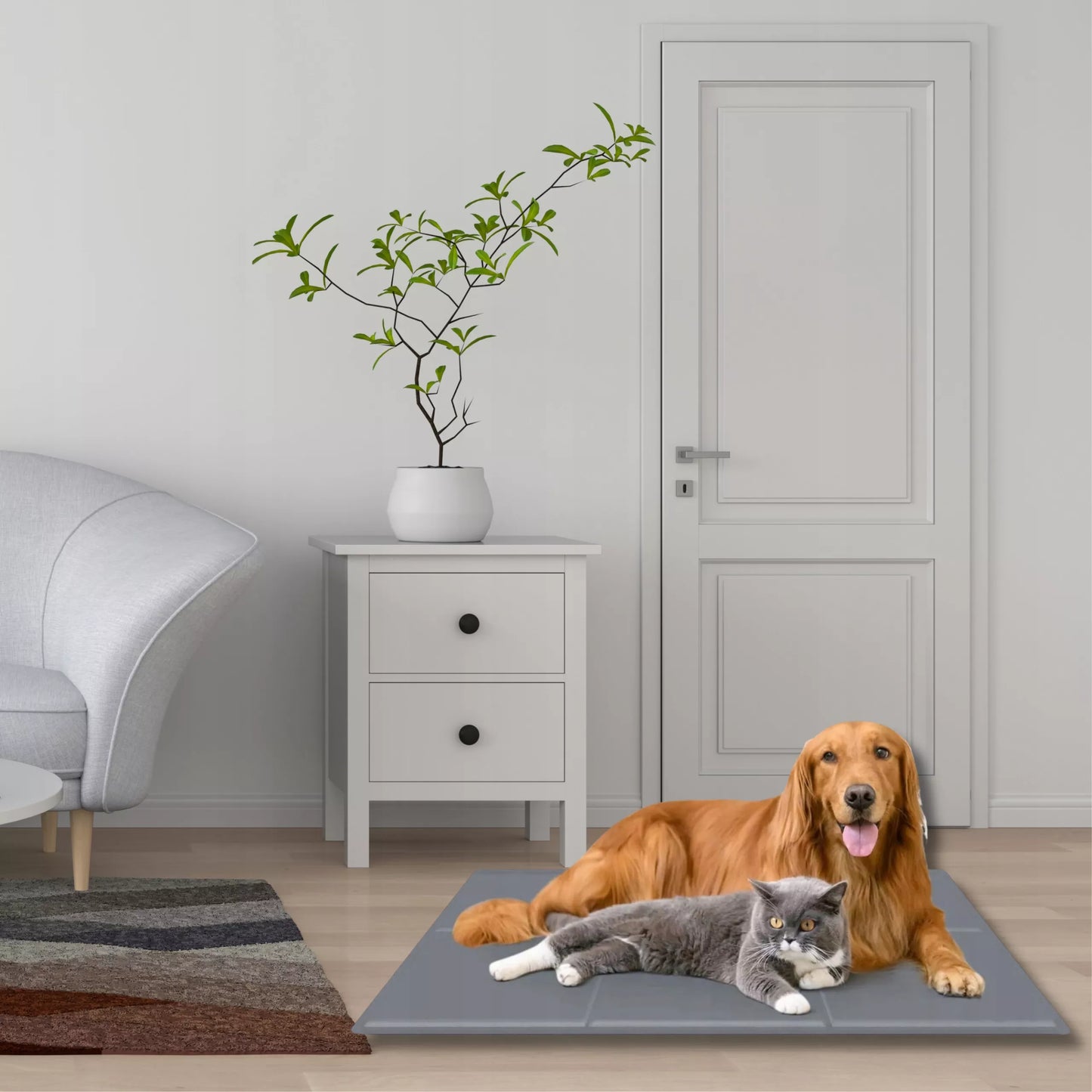 Vėsinantis guolis šunims 50x90 cm – XXL, pilkas