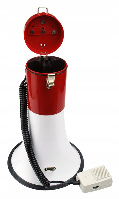 Labai Garsus Megafonas su Sirena ir Pavojaus Signalu, Mikrofonu, skirtas Maršams ir Protestams, 30W, 108dB, HQ