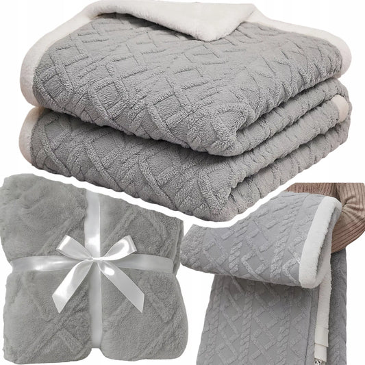 Švelnus storas pledas ant lovos, šilta, pūkuota avies vilnos antklodė 160x220 cm