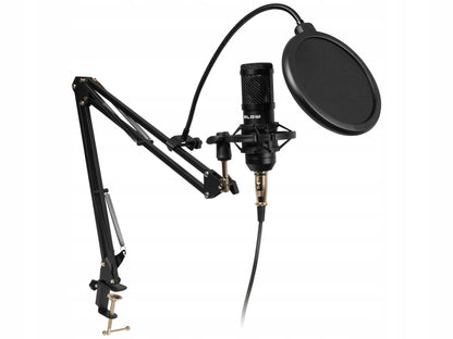 Kompiuterinis žaidimų kondensatorinis studijinis mikrofonas su stovu, USB rinkinys