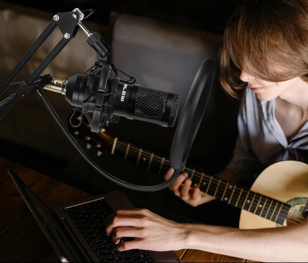 Kompiuterinis žaidimų kondensatorinis studijinis mikrofonas su stovu, USB rinkinys