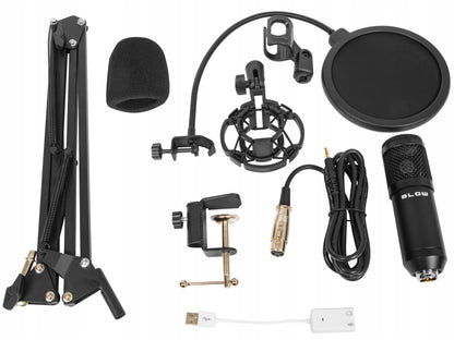 Kompiuterinis žaidimų kondensatorinis studijinis mikrofonas su stovu, USB rinkinys