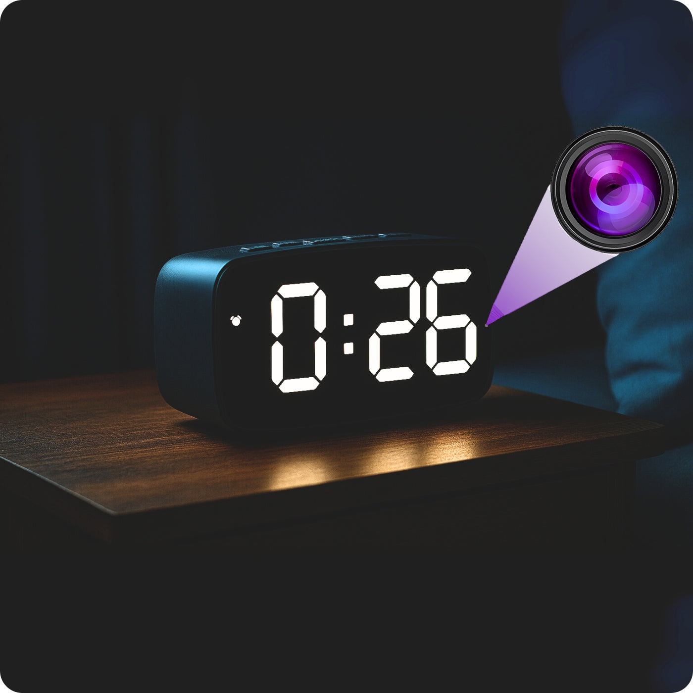 Mini WiFi šnipinėjimo kamera, paslėpta Android žadintuve, su judesio aptikimu ir nuotoline peržiūra