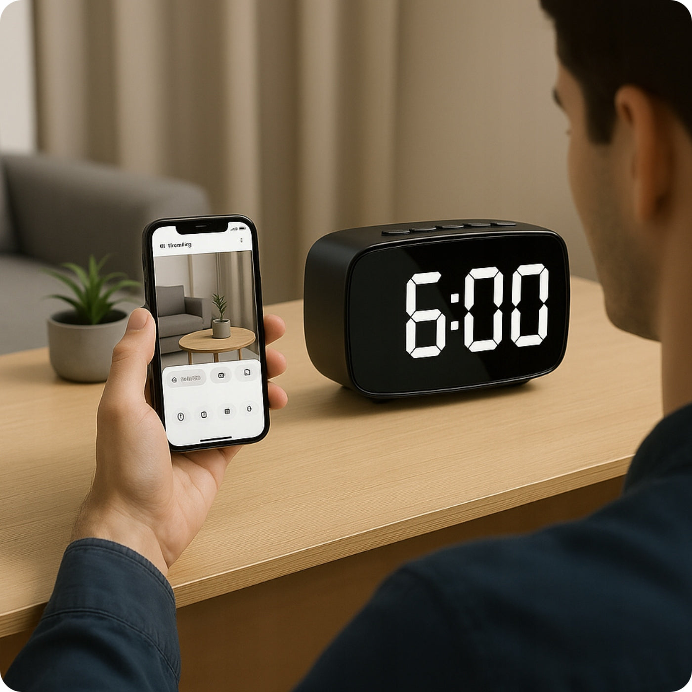 Mini WiFi šnipinėjimo kamera, paslėpta Android žadintuve, su judesio aptikimu ir nuotoline peržiūra