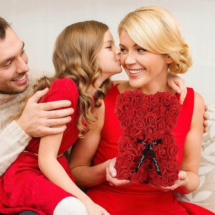 ROŽINIŲ ŽIEDLAPLIŲ MEŠKUTIS DOVANA GIMTADIENIO, KALĖDŲ, MOTULĖS DIENOS, VALENTINO DIENOS DOVANA MYLIMAJAI