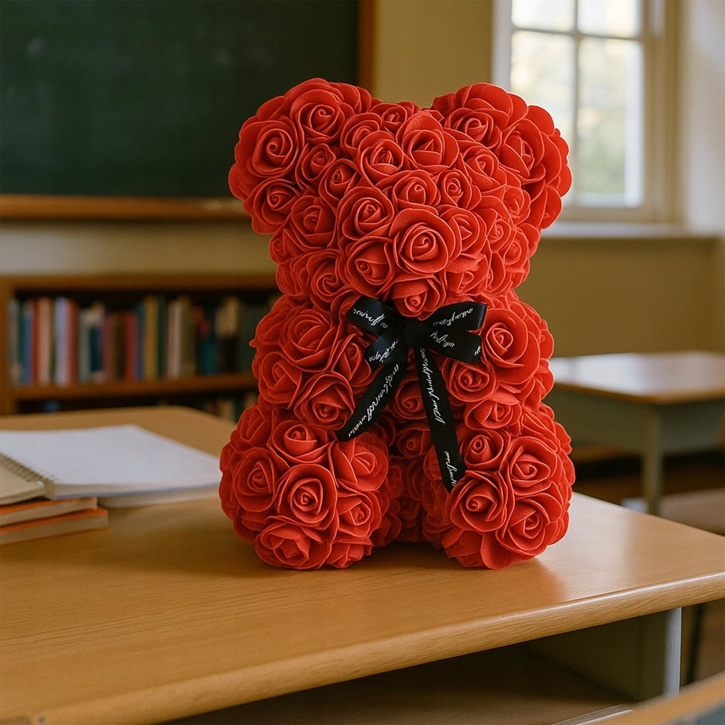 ROŽINIŲ ŽIEDLAPLIŲ MEŠKUTIS DOVANA GIMTADIENIO, KALĖDŲ, MOTULĖS DIENOS, VALENTINO DIENOS DOVANA MYLIMAJAI