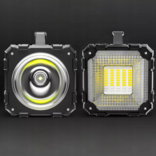 Galingas akumuliatorinis prožektorius, skirtas stovyklavimui