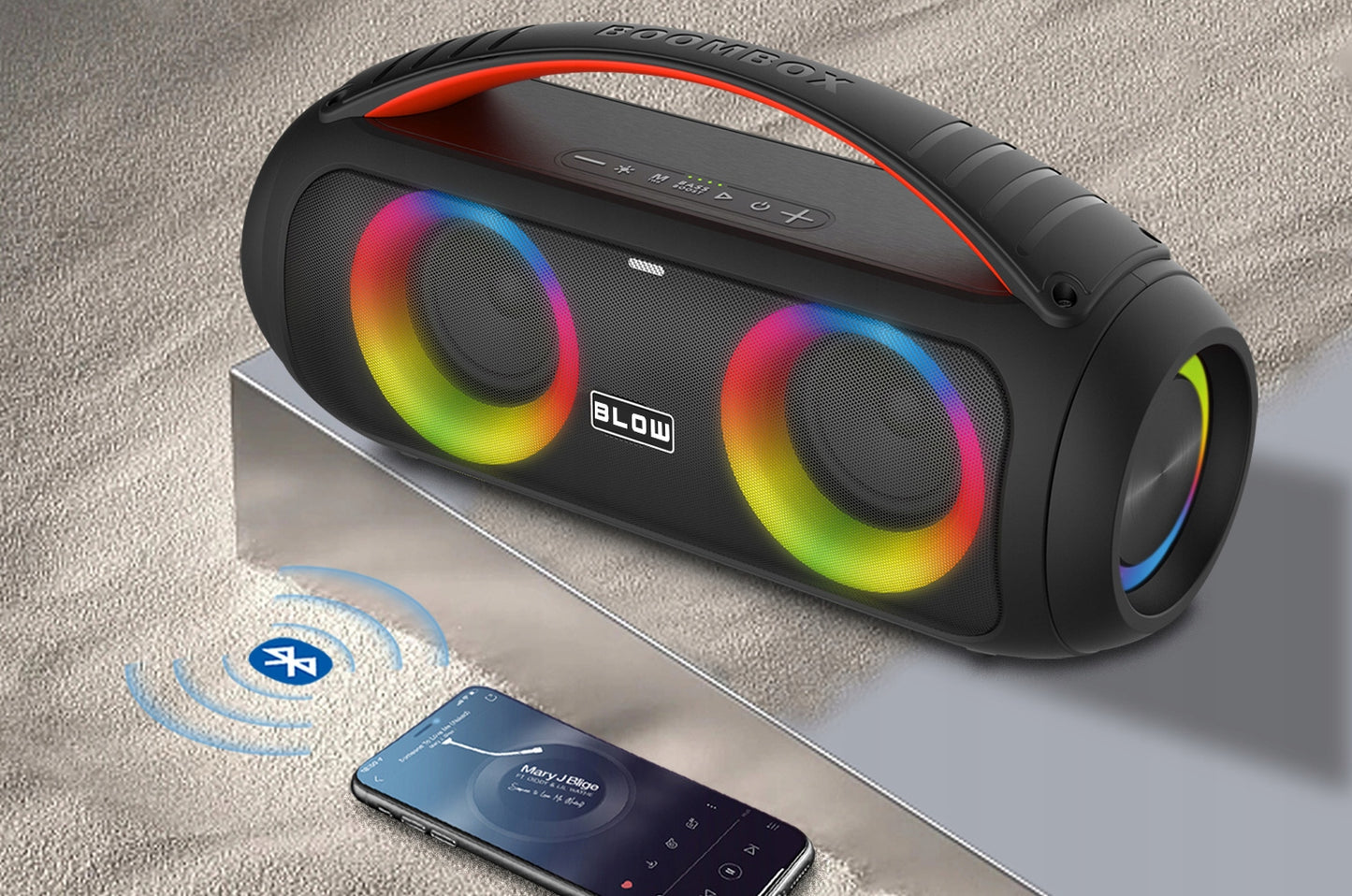 Galingas Bluetooth garsiakalbis Nešiojamas Boombox su mikrofonu, nuotolinio valdymo pulteliu, USB, SD, FM, KARAOKE