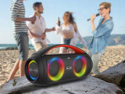 Galingas Bluetooth garsiakalbis Nešiojamas Boombox su mikrofonu, nuotolinio valdymo pulteliu, USB, SD, FM, KARAOKE