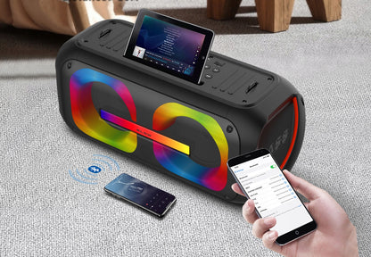 Galingas Bluetooth nešiojamas mobilus garsiakalbis su mikrofonu, nuotolinio valdymo pulteliu, USB, SD, Karaoke