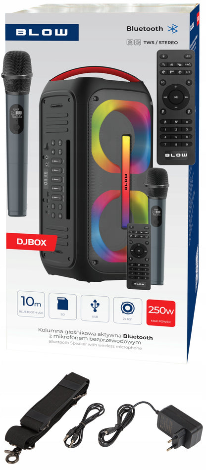 Galingas Bluetooth nešiojamas mobilus garsiakalbis su mikrofonu, nuotolinio valdymo pulteliu, USB, SD, Karaoke