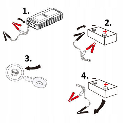 Galingas startuolis 2000A, Powerbank, LED, Užvedimo įrenginys 12000mAh