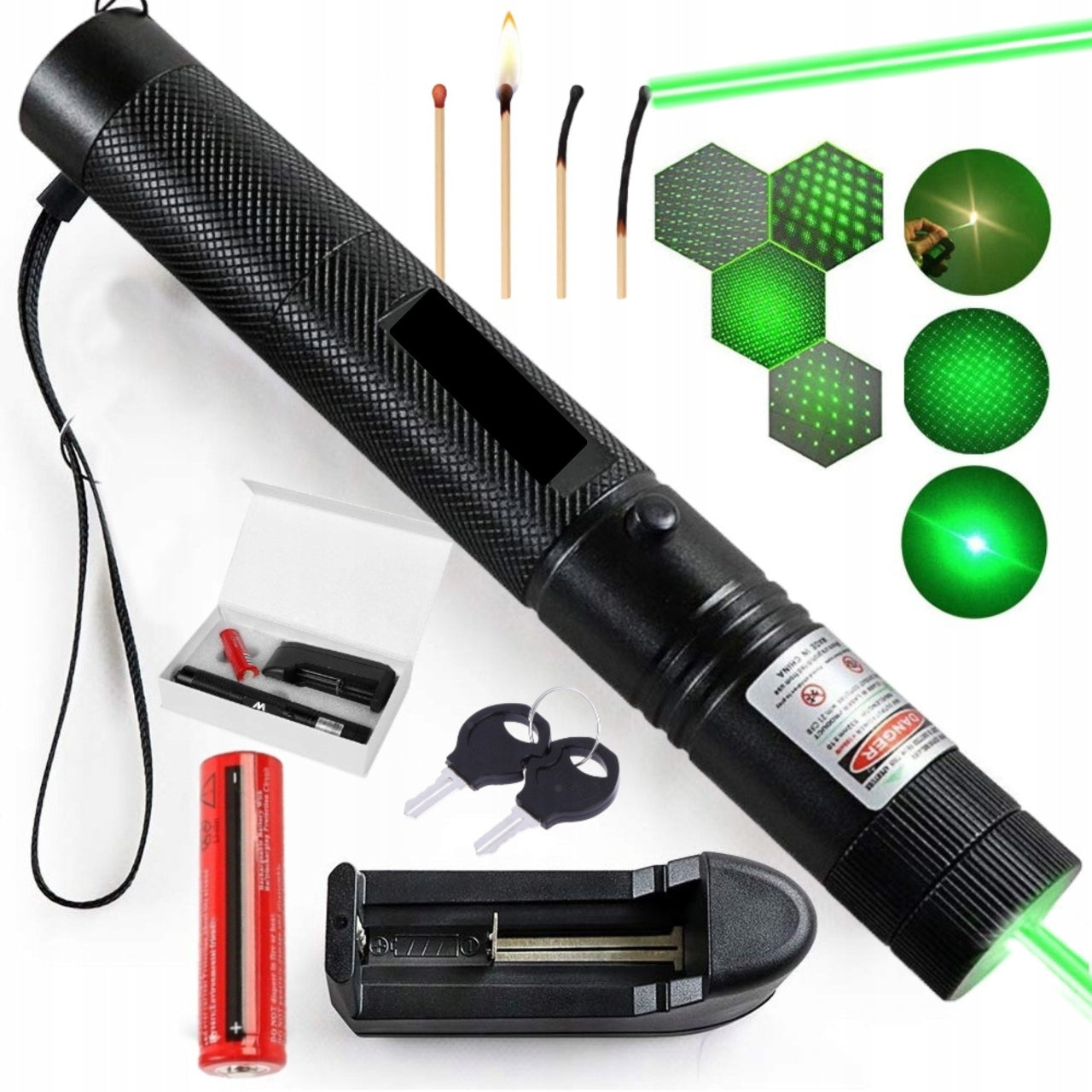 Galingas Žalias Lazerinis Rodiklis ULTRA 90000W Mega Nuotolis 4in1 Lazeris